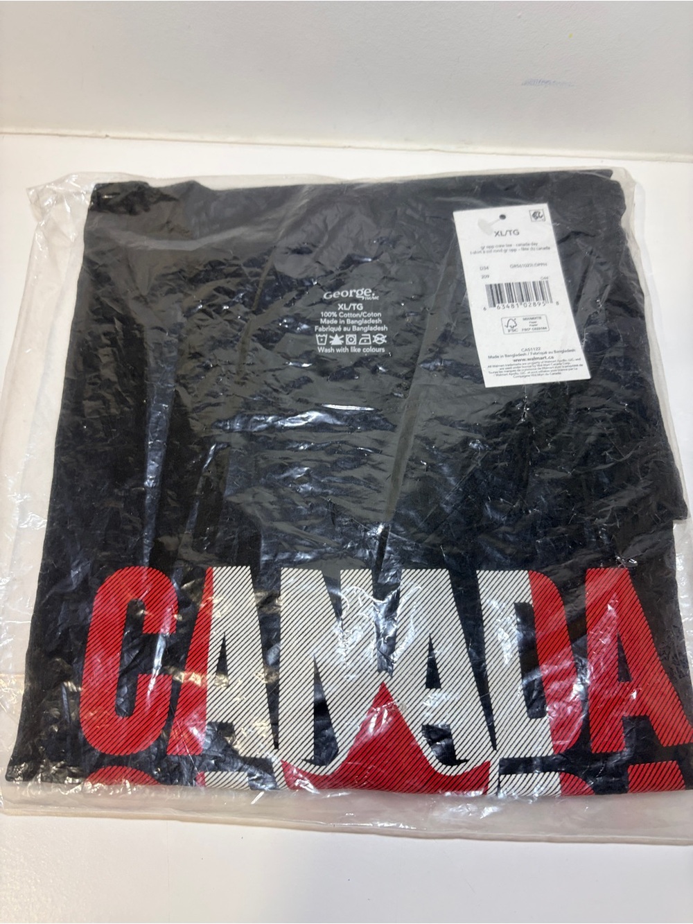 George Canada Maple Leaf Graphic T-Shirt Black XL